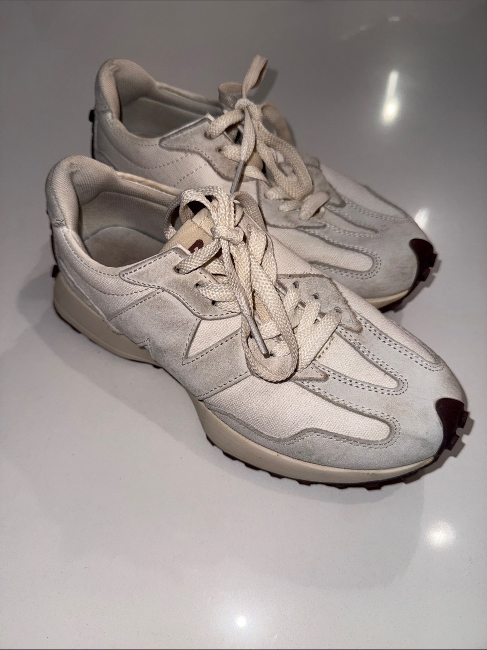 New Balance 327 'Beige Sea Salt' Angora Sneakers - Women's Size 8 Wide